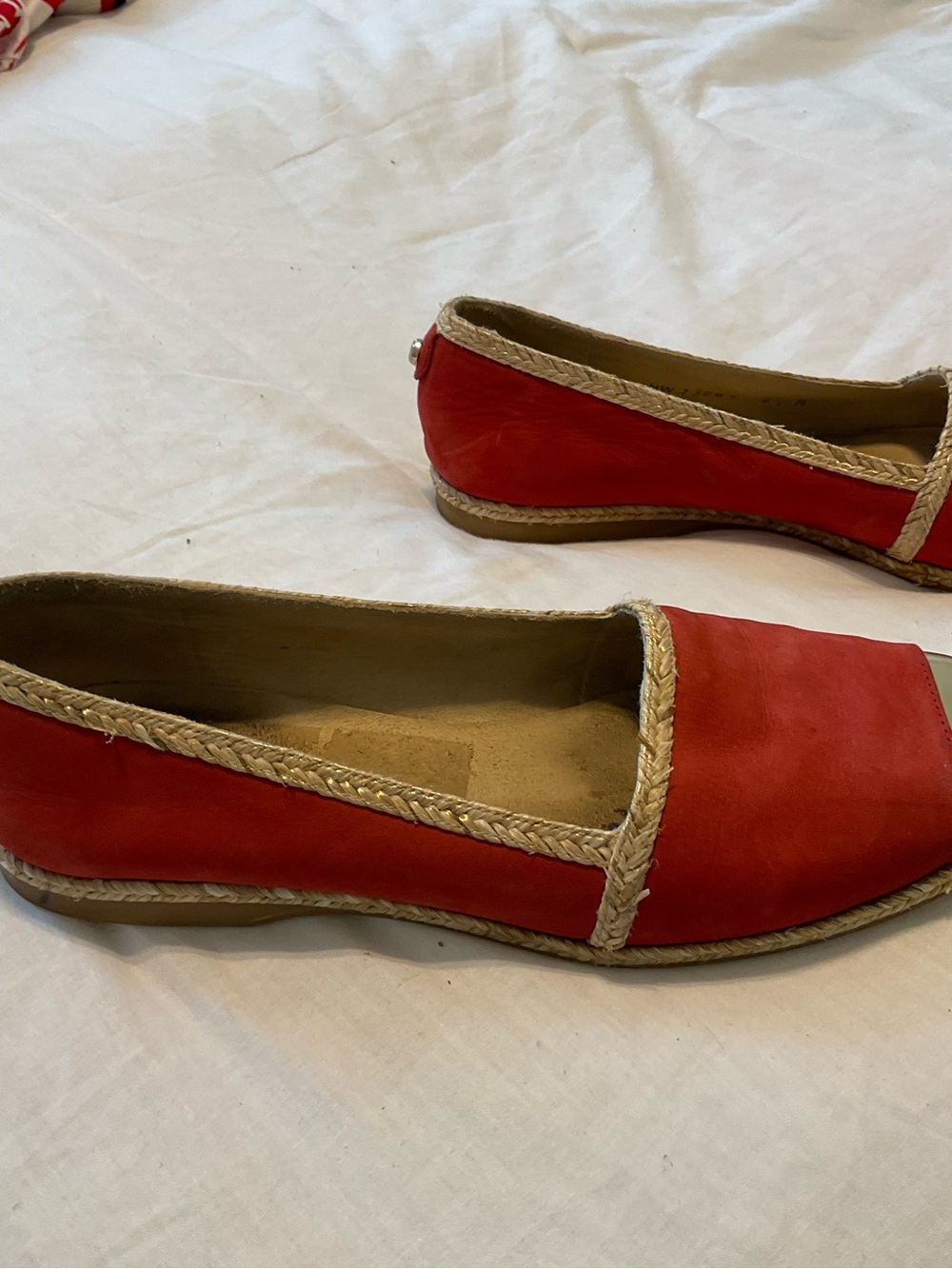 Stuart Weitzman Red Espadrille Slip-On Flats